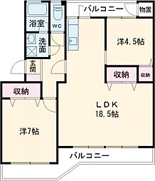熊本市電A系統 辛島町駅 バス16分 上近見下車 徒歩9分の賃貸アパート 2階2LDKの間取り