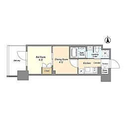 ジオエント上野稲荷町 8階2Kの間取り