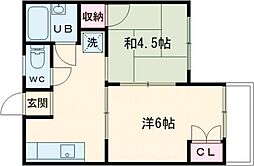 アスカ太田 2Kの間取図画像