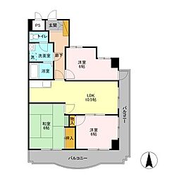クオリティダイカン 3階3LDKの間取り