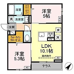 Asset-Court曙町 1階2LDKの間取り