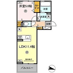 Maison Bonheur（メゾン　ボヌール） 2階1LDKの間取り