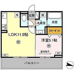 Maison Bonheur（メゾン　ボヌール） 2階1LDKの間取り