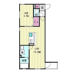 RUSCELLO鳥羽見 1階1LDKの間取り