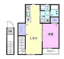 TJ初島 2階1LDKの間取り