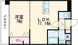 ＩＳＭ水前寺 3階1Kの間取り