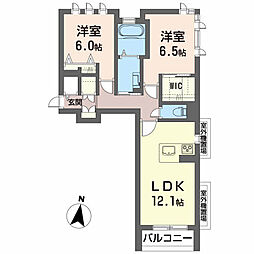 シャーメゾン　エクラージュ 3階2LDKの間取り