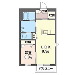 東武伊勢崎線 太田駅 徒歩30分の賃貸アパート 1階1LDKの間取り