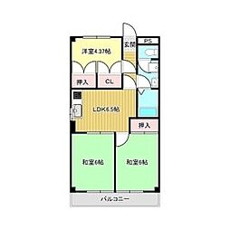 マイプレイス観音 4階3DKの間取り