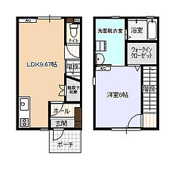 ビオラ新富山Ｂ棟 1階1LDKの間取り