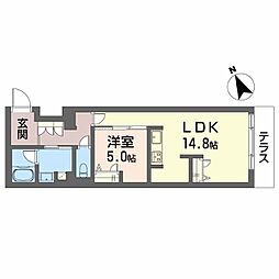 シャーメゾン桜ステージ 1階1LDKの間取り