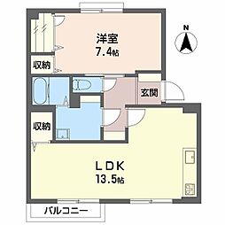 遊眠α館 1階1LDKの間取り