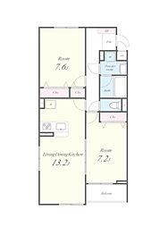 LUCIE TSI(ルシエティーエスワン) 2階2LDKの間取り