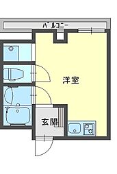 ビタミンテラス下山手 4階ワンルームの間取り