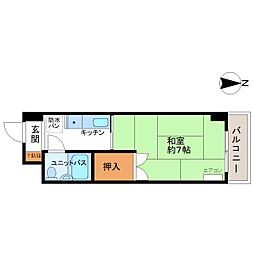 福知山SEIWAマンション 2階1Kの間取り