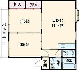 ハートランドハイツ 1階2LDKの間取り
