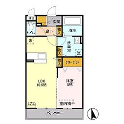 クラール/サンローブ　クラール 3階1LDKの間取り