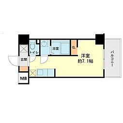 ブルージュ春日野 7階ワンルームの間取り