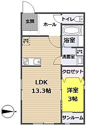 Le Parco（ル・パルコ） 1階1LDKの間取り