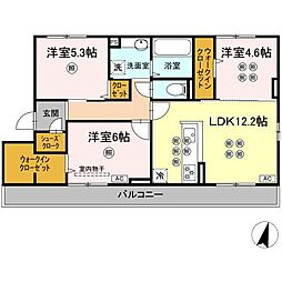 BLISS COURT II 3階3LDKの間取り