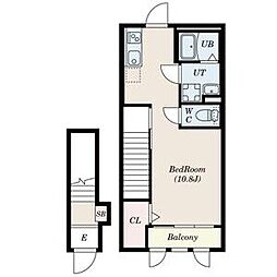 ジャルデーノ 2階ワンルームの間取り