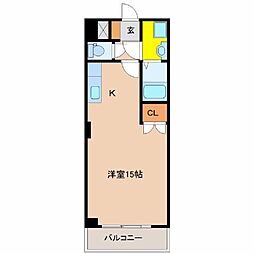 シャンテ恒久 4階ワンルームの間取り