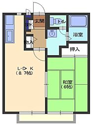 サニーハウス 1階1LDKの間取り