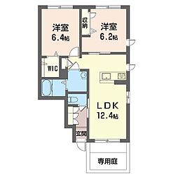 東武伊勢崎線 韮川駅 徒歩32分の賃貸アパート 1階2LDKの間取り