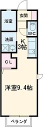 エクセレントK-III 1階ワンルームの間取り