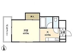ユナイト上杉ビル 4階1Kの間取り