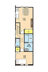 ビバーチェ大手 2階1LDKの間取り