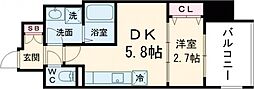 テラ堺市駅 7階1DKの間取り