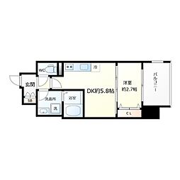 テラ堺市駅 7階1DKの間取り