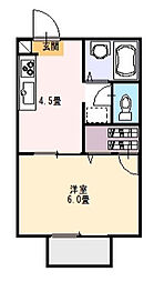 ラピート今泉Ｂ 1階1Kの間取り