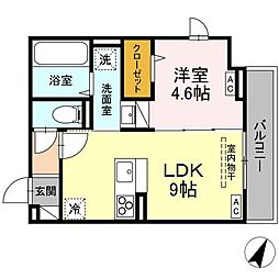 D-comodo深大寺北町 3階1LDKの間取り