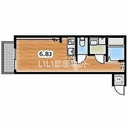 Ａｍｂｉｔｉｏｎ月吉 2階1Kの間取り