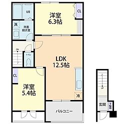 Amabile（アマービレ） 2階2LDKの間取り