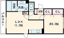 JR豊肥本線 竜田口駅 徒歩22分の賃貸アパート 1階1LDKの間取り