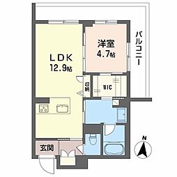 シャーメゾンカトレヤ 2階1LDKの間取り