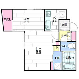 Gavel菊水 3階1LDKの間取り
