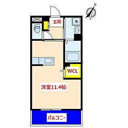 ISLAND国分中央 4階ワンルームの間取り