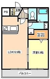 アクアクロス光の森 2階1LDKの間取り