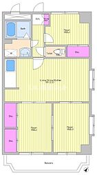 タイガーズガーデン美しが丘 3階3LDKの間取り