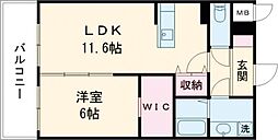 COLAS MIFUNE EAST 2階1LDKの間取り