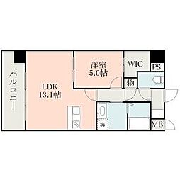 COLAS MIFUNE EAST 9階1LDKの間取り