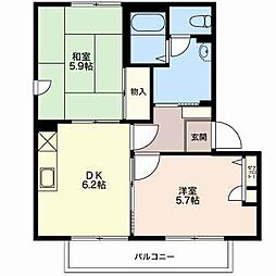 ルシアージュ Ａ 1階2DKの間取り