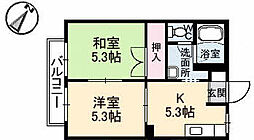 グラナーテＵ 2階2Kの間取り