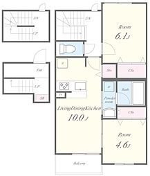 JR東海道・山陽本線 西大路駅 徒歩13分の賃貸アパート 3階2LDKの間取り