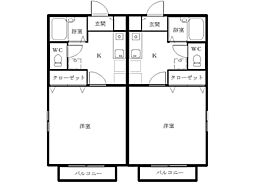 ルブォーア 1階1Kの間取り