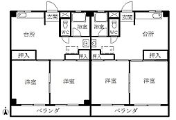 コーポ鶴場 3階2DKの間取り